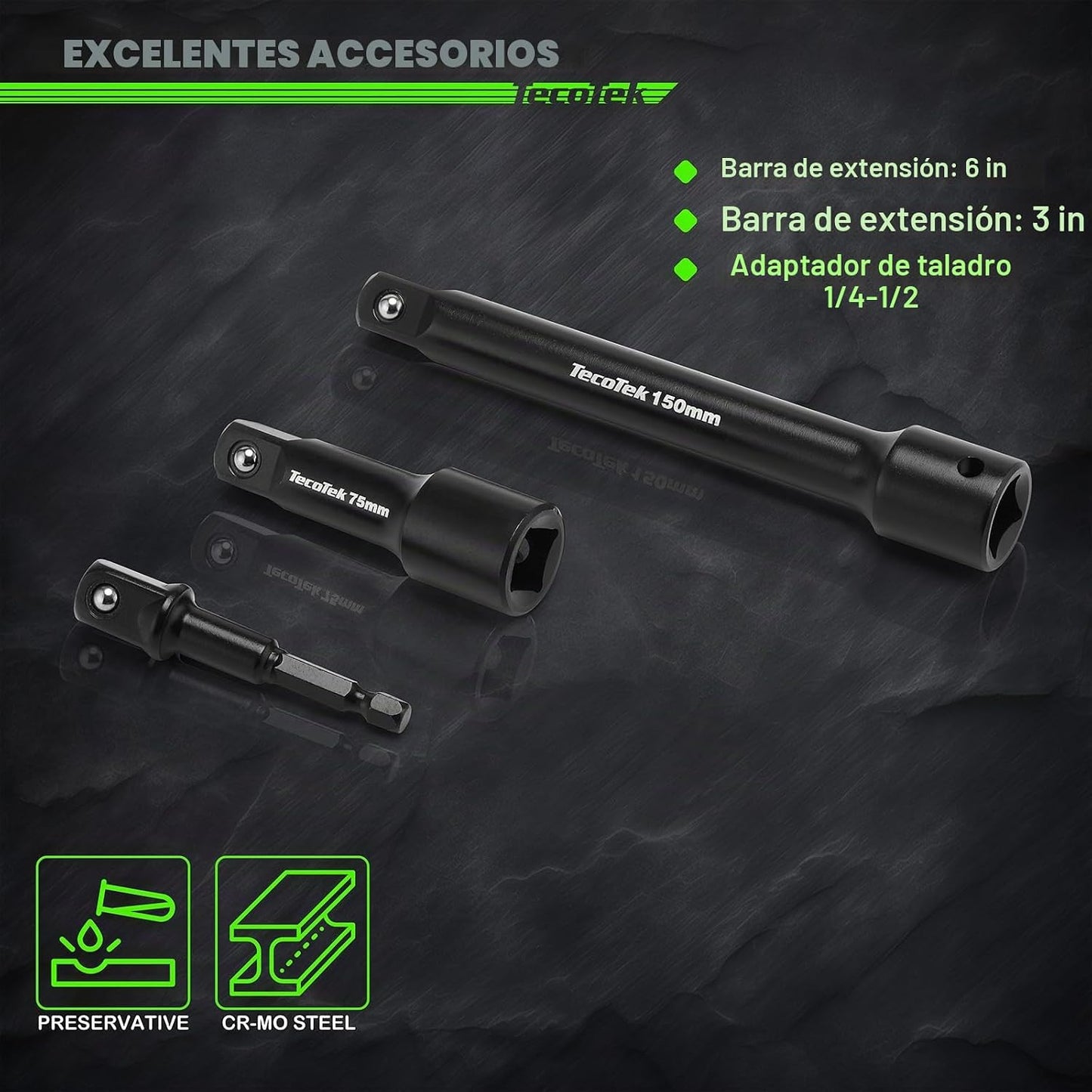 TecoTek 30 piezas de juego de dados de impacto superficial métrico...
