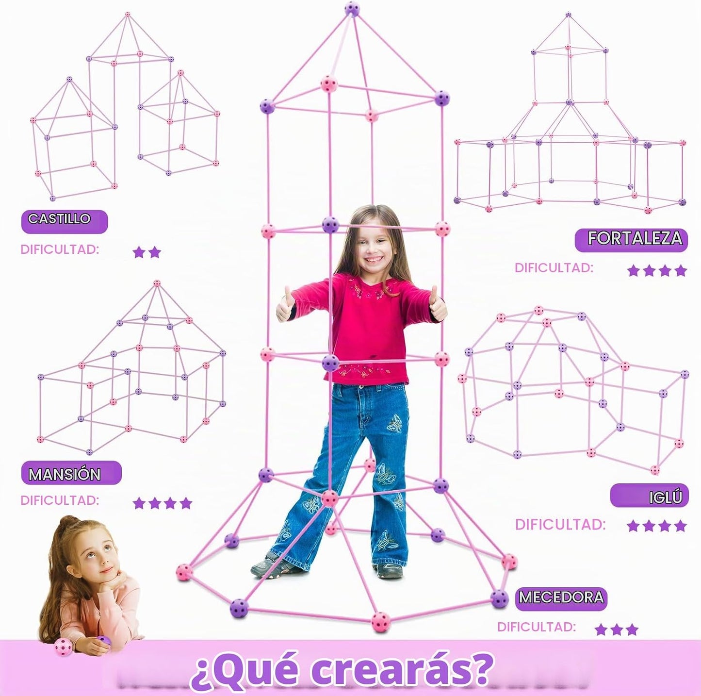 Kit de construcción de fortalezas para niños, 120 piezas, juguetes...