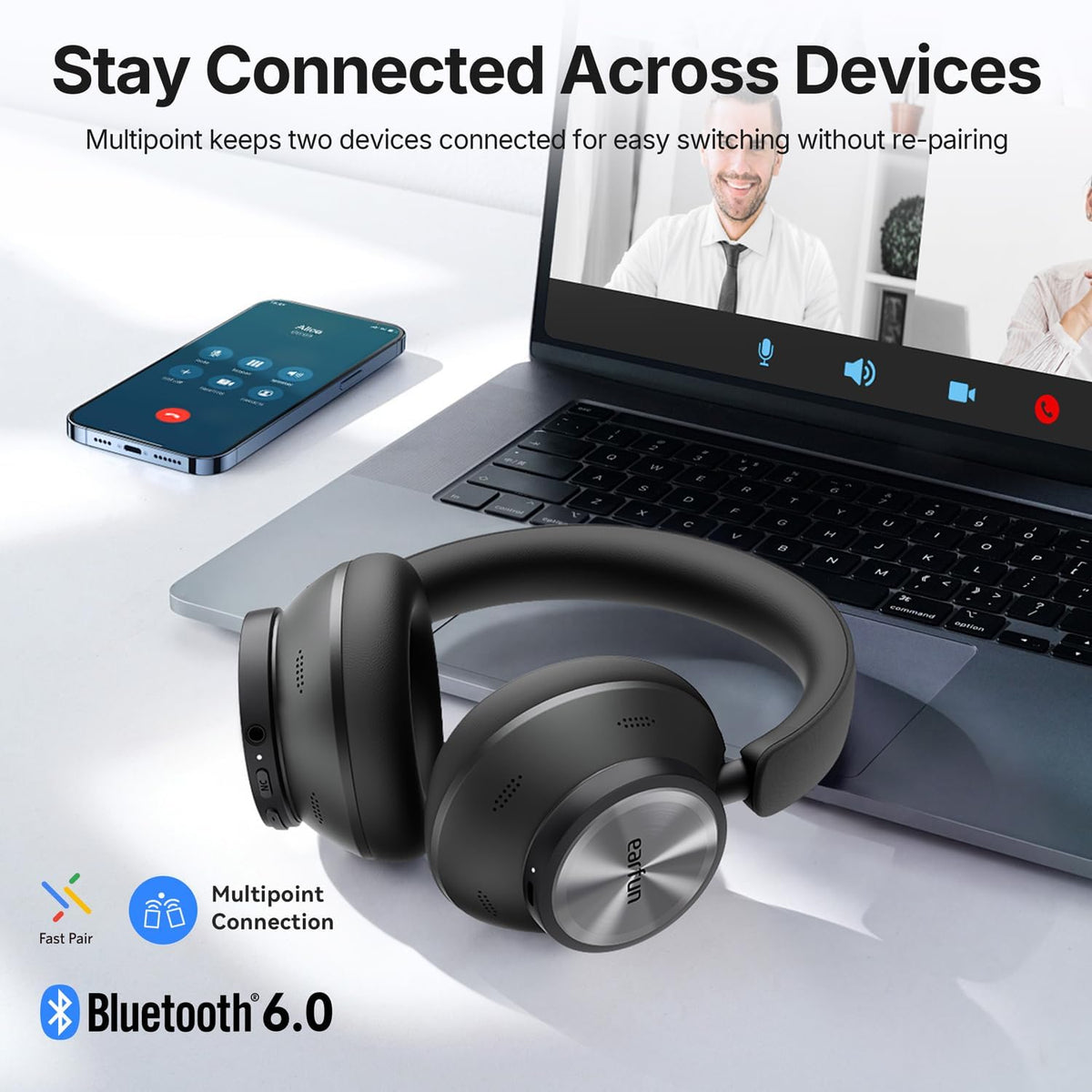 EarFun Wave Pro X Hybrid ANC Auriculares inalámbricos sobre la orej...
