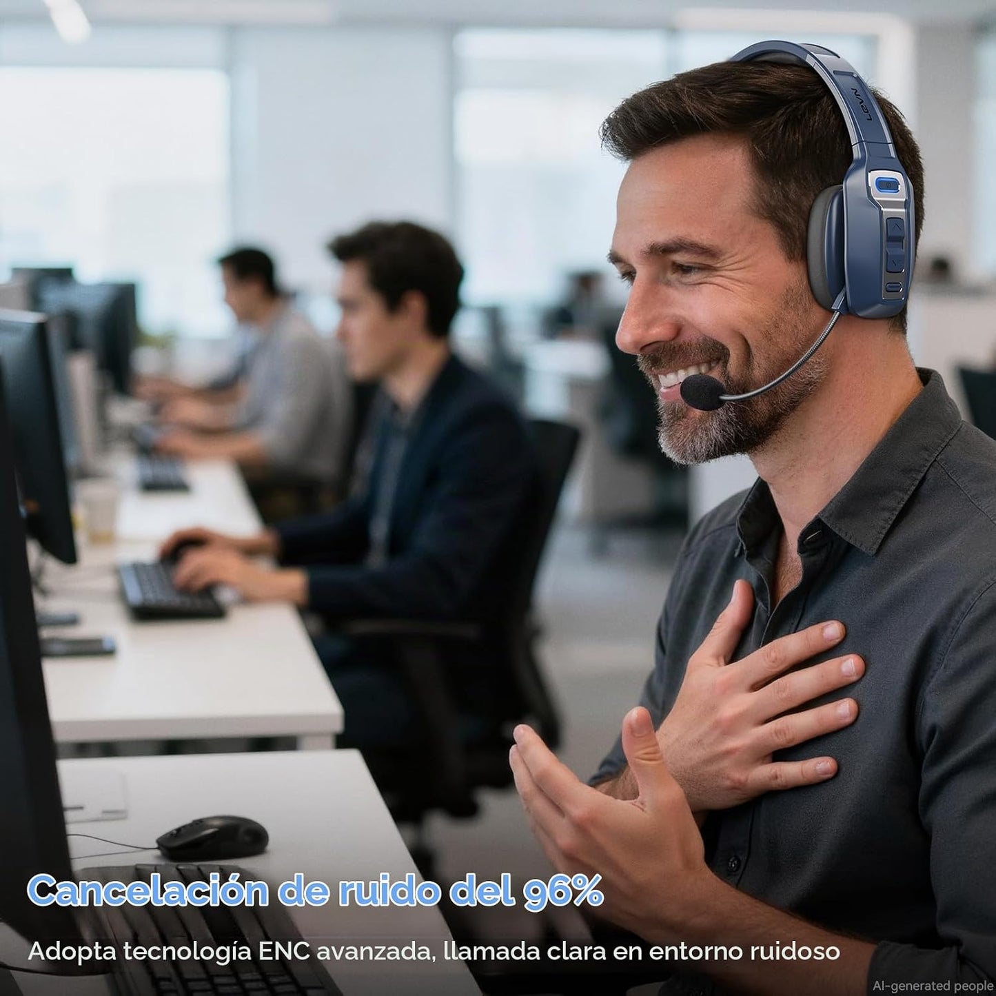 LEVN Auriculares Bluetooth con micrófono, auriculares Bluetooth par...
