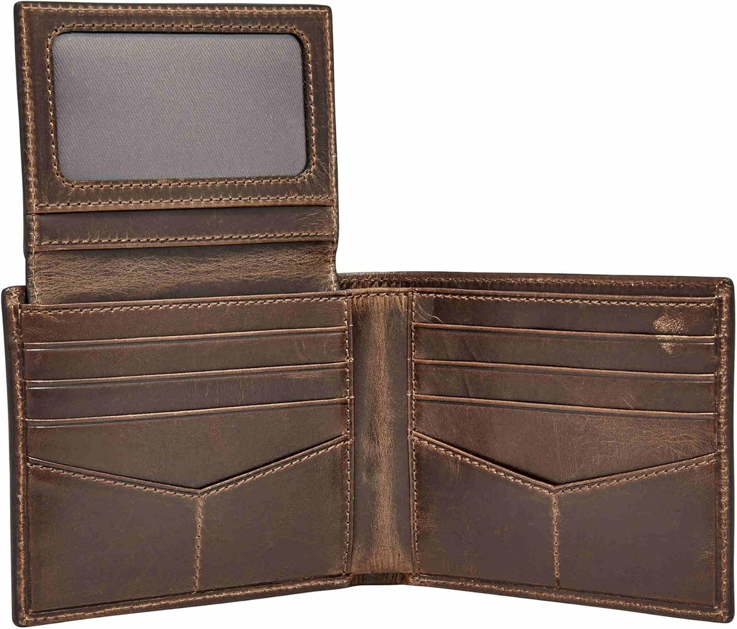 Cartera plegable de cuero Fossil Derrick con bloqueo RFID para homb...