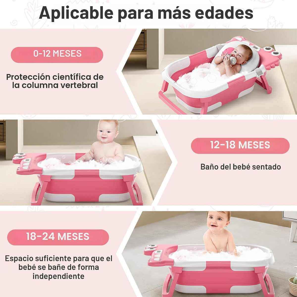 Bañera plegable para bebé recién nacido, bañera plegable para bebé...