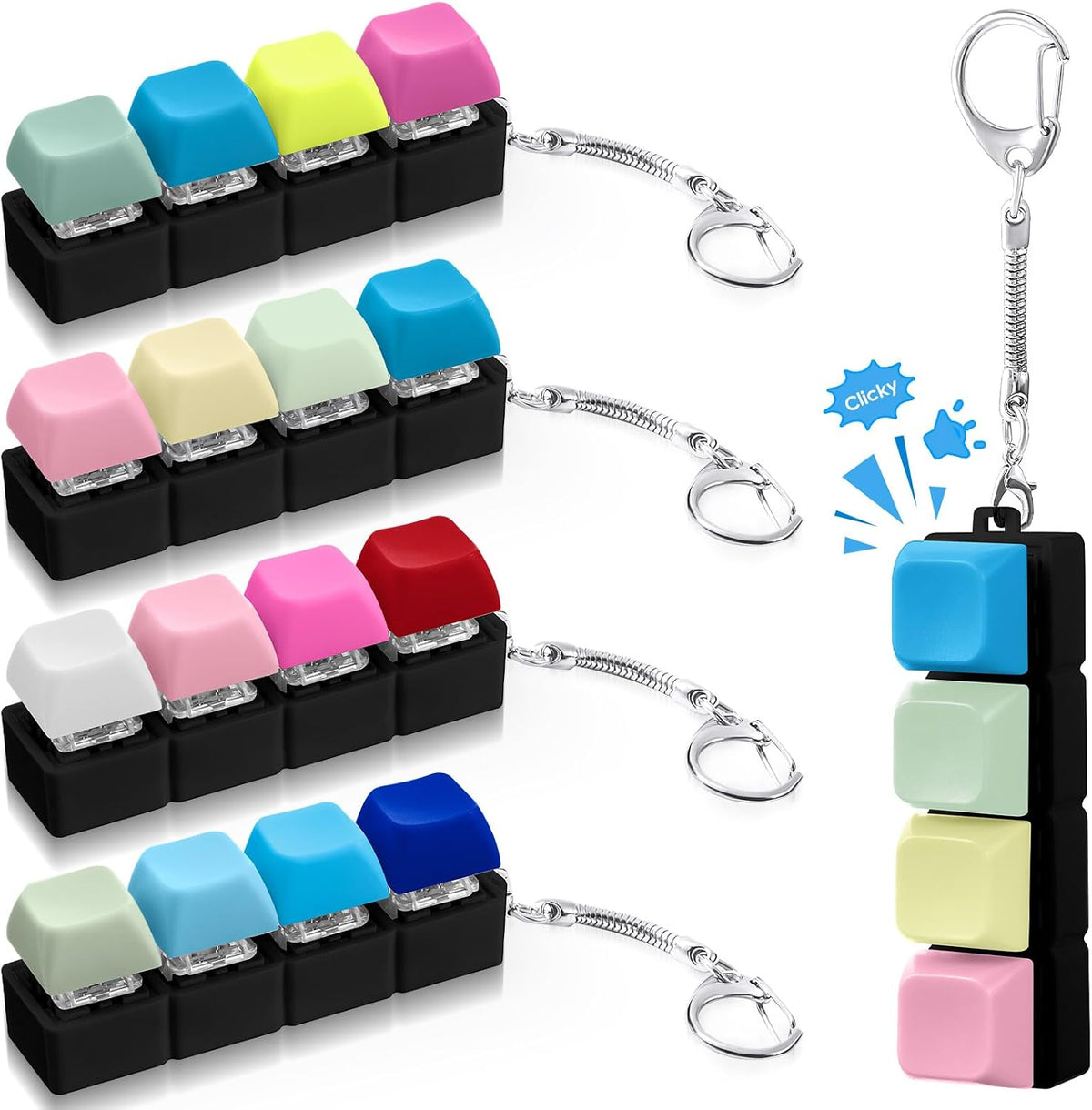 Halloscume 4 piezas de juguete para ansiedad con teclado, 4 en 1 Cl...