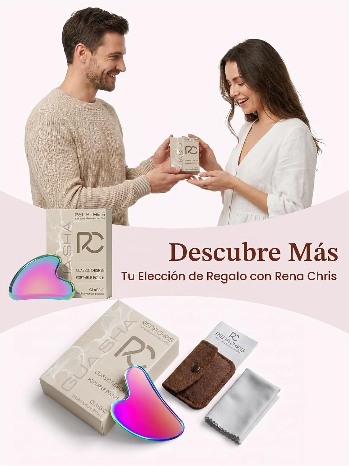 Rena Chris Gua Sha Herramientas Faciales, Herramienta Guasha de Ace...