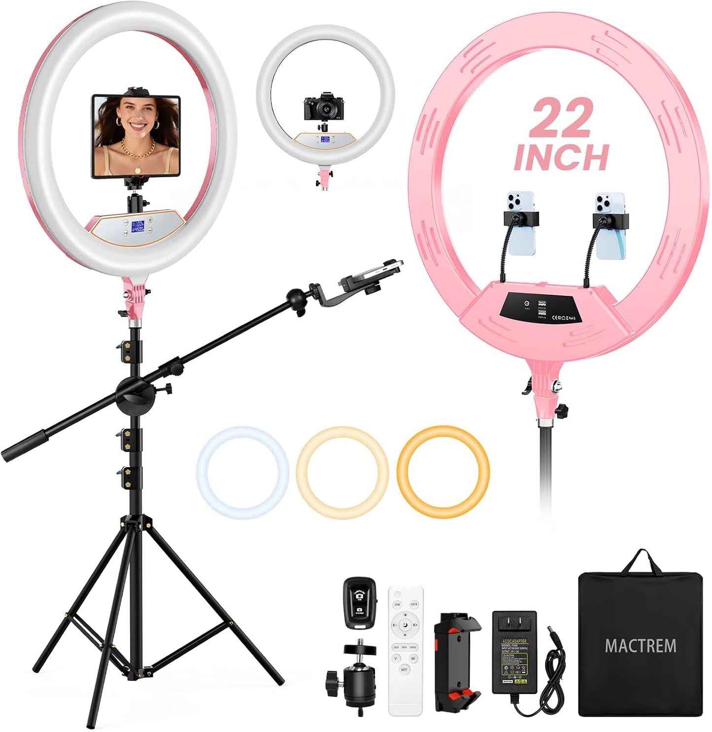 Kit de Luz de Anillo con Soporte de 22 Pulgadas: Luz de Anillo Prof...