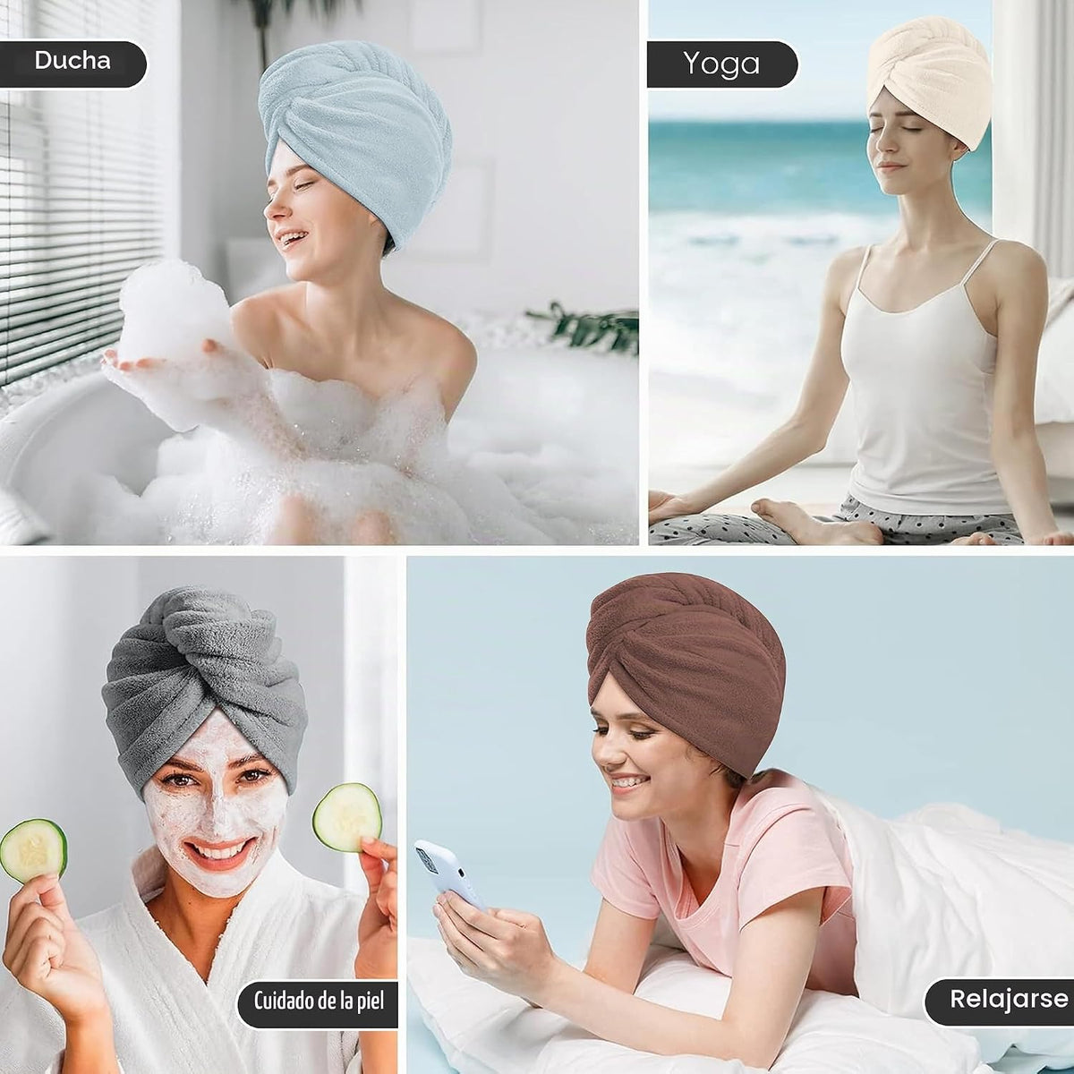 TENSTARS Paquete de 5 Toallas de Microfibra Engrosadas para Cabello...