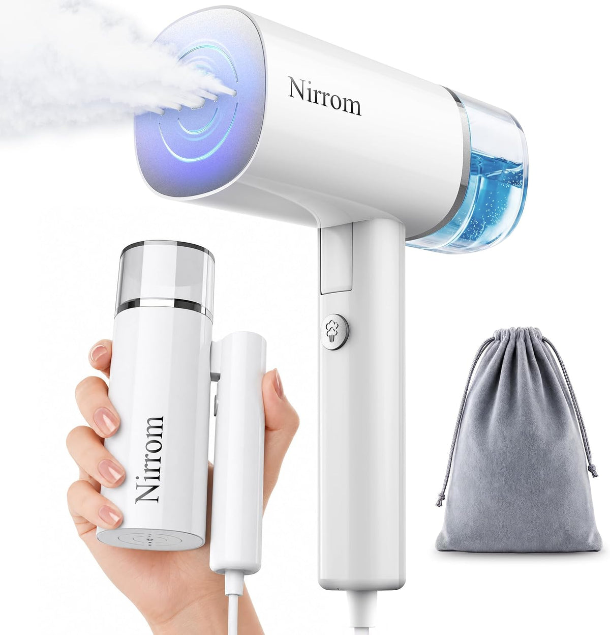 Nirrom Vaporizador para ropa, vaporizador de viaje de mano y planch...