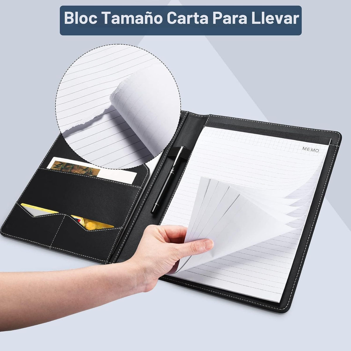Pacific Mailer Padfolio Portafolio Carpeta de Cuero, Organizador de...