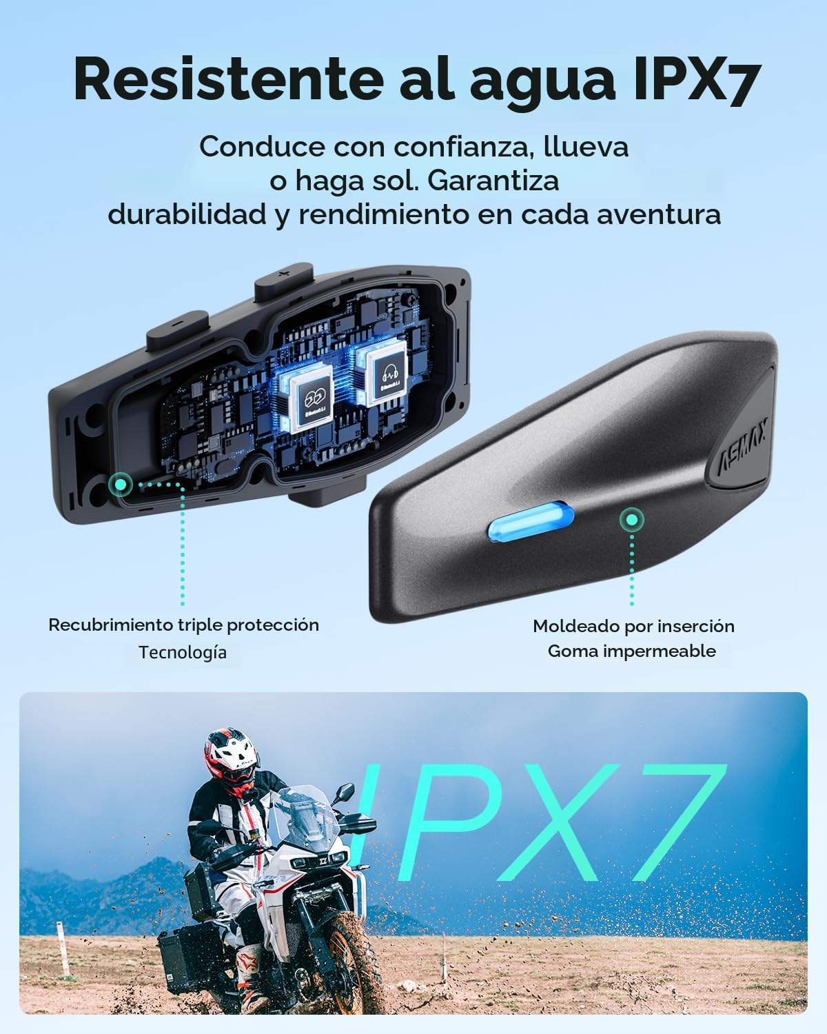 ASMAX Auriculares Bluetooth para motocicleta S1 con control de voz...