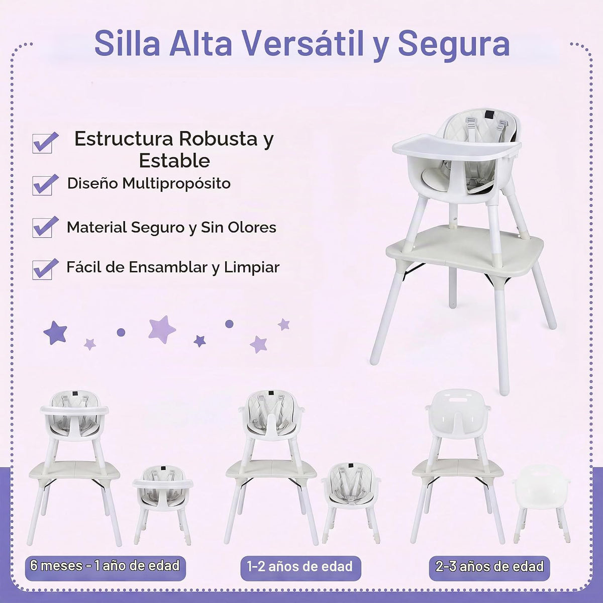 HONEY JOY Silla alta 6 en 1, silla alta convertible para bebés y ni...