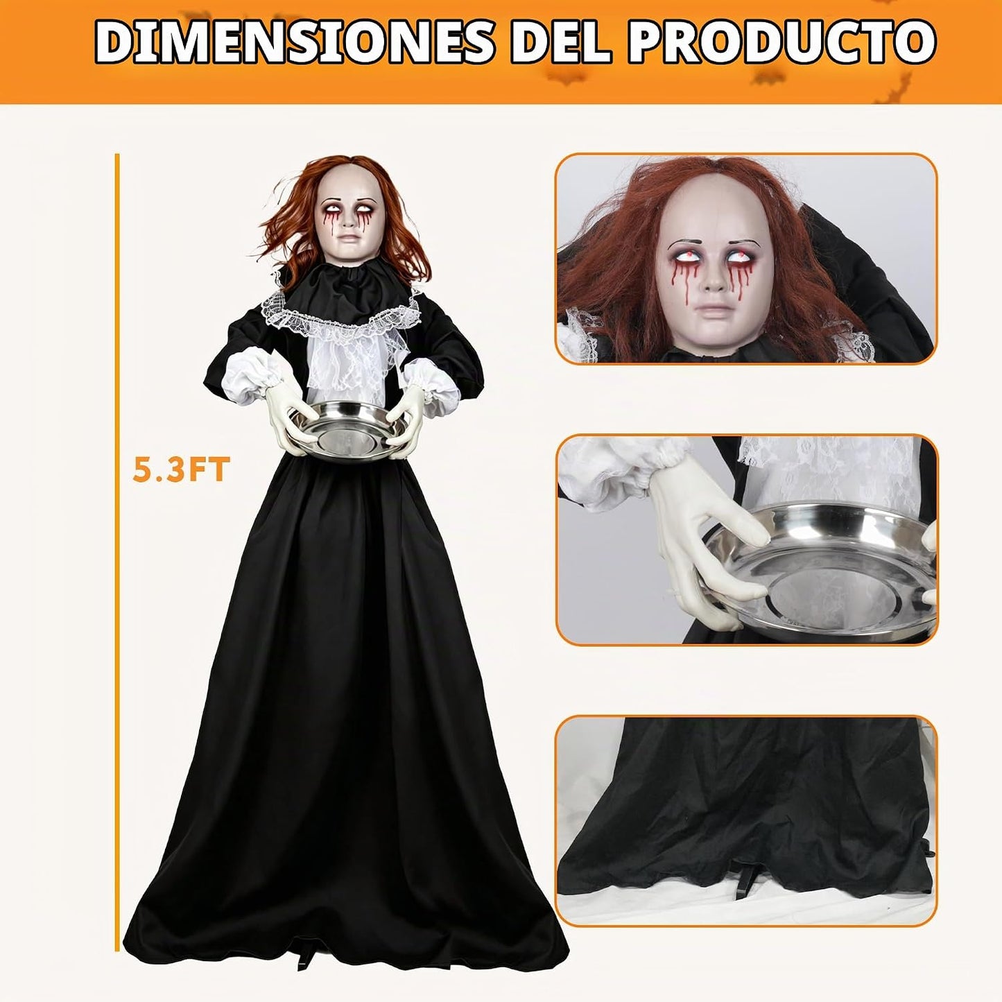 TW SHINE Decoraciones de mucama de pie animatronics de Halloween de...