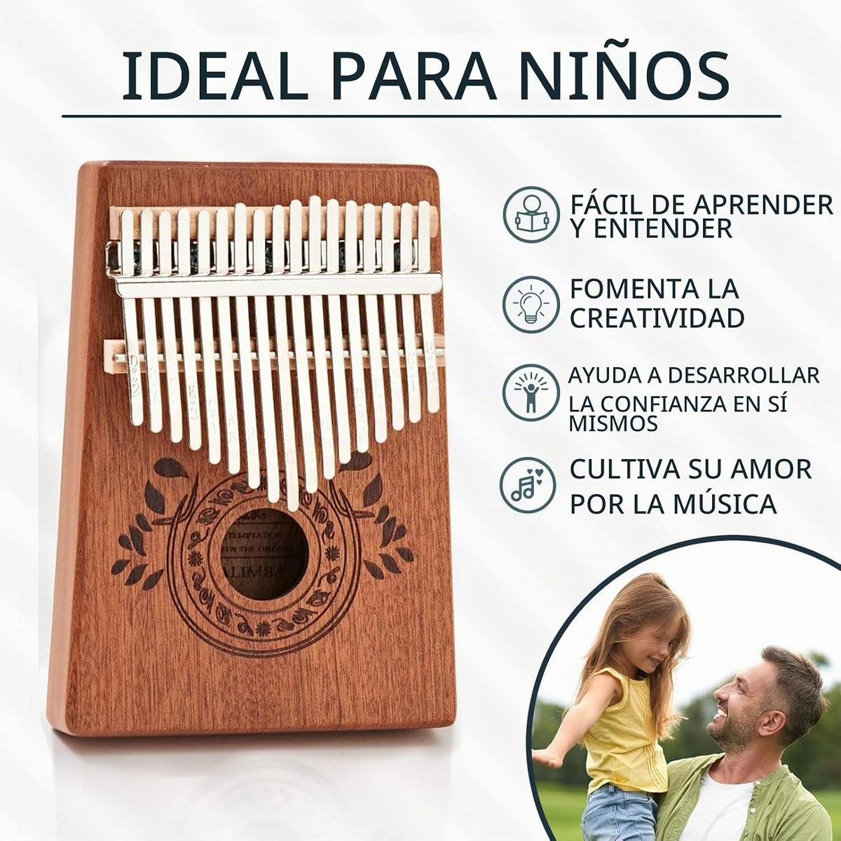 UNOKKI Kalimba - Piano de pulgar de 17 teclas, instrumento de caoba...