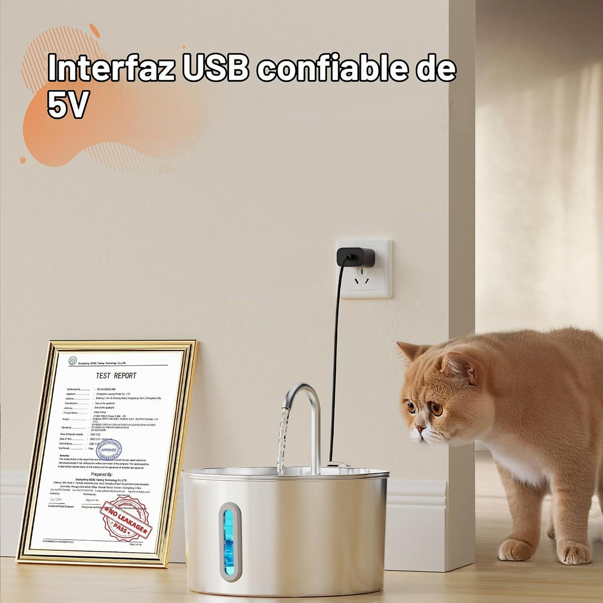 Fuente de agua para gatos de acero inoxidable: fuente de gato de 10...