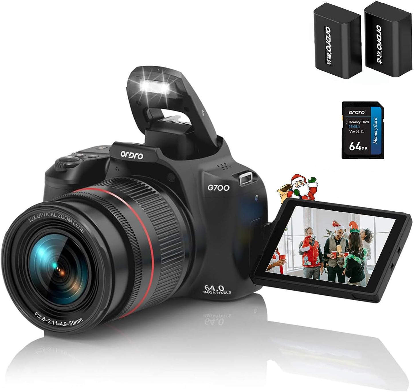 Cámara digital 4K para fotografía y video, cámara de zoom óptico 12...