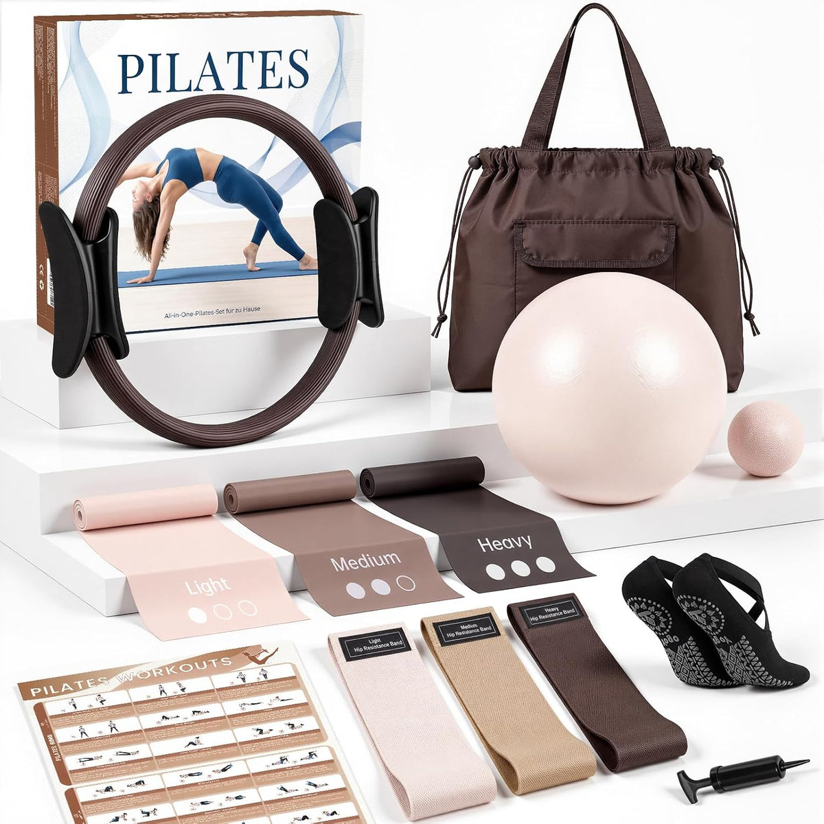 GINMIC Kit de pilates, equipo de pilates para entrenamientos en cas...