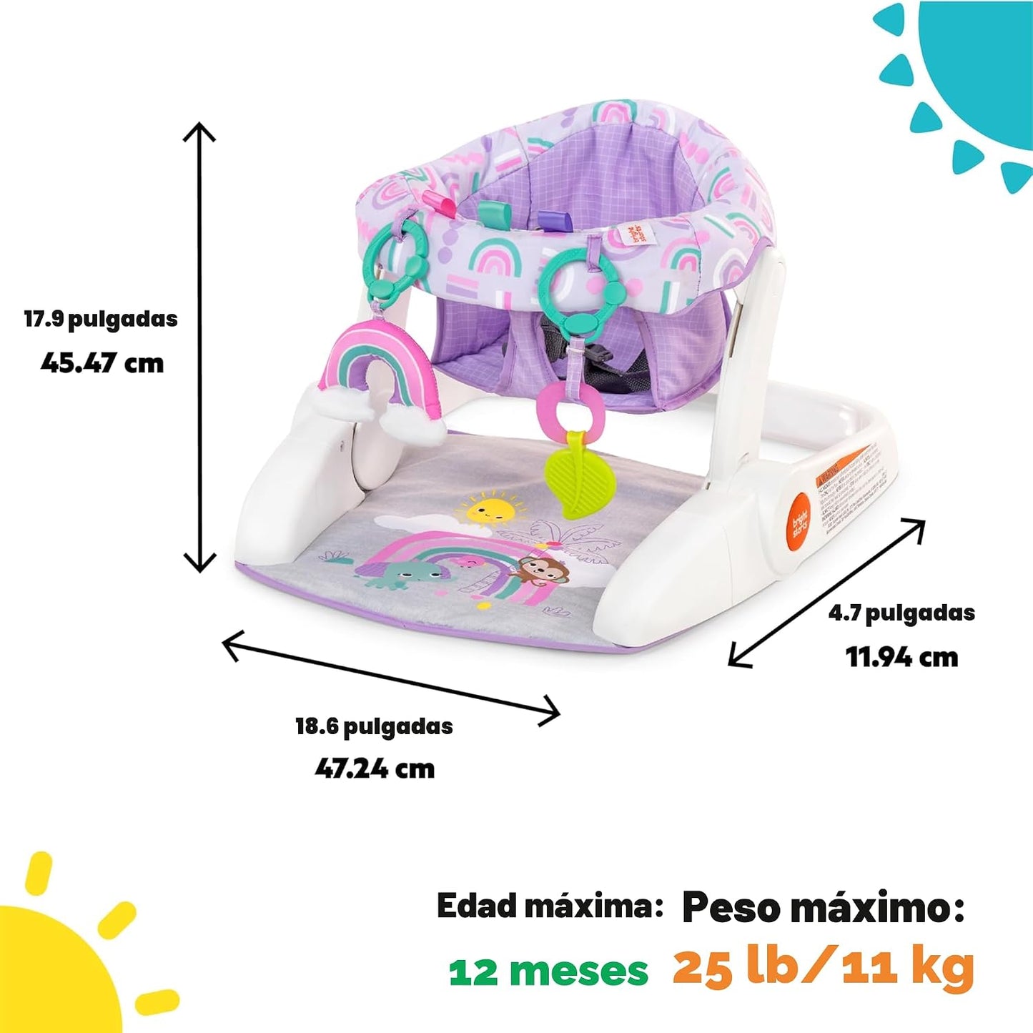 Bright Starts Learn-to-Sit - Asiento de piso para bebé, 2 posicione...