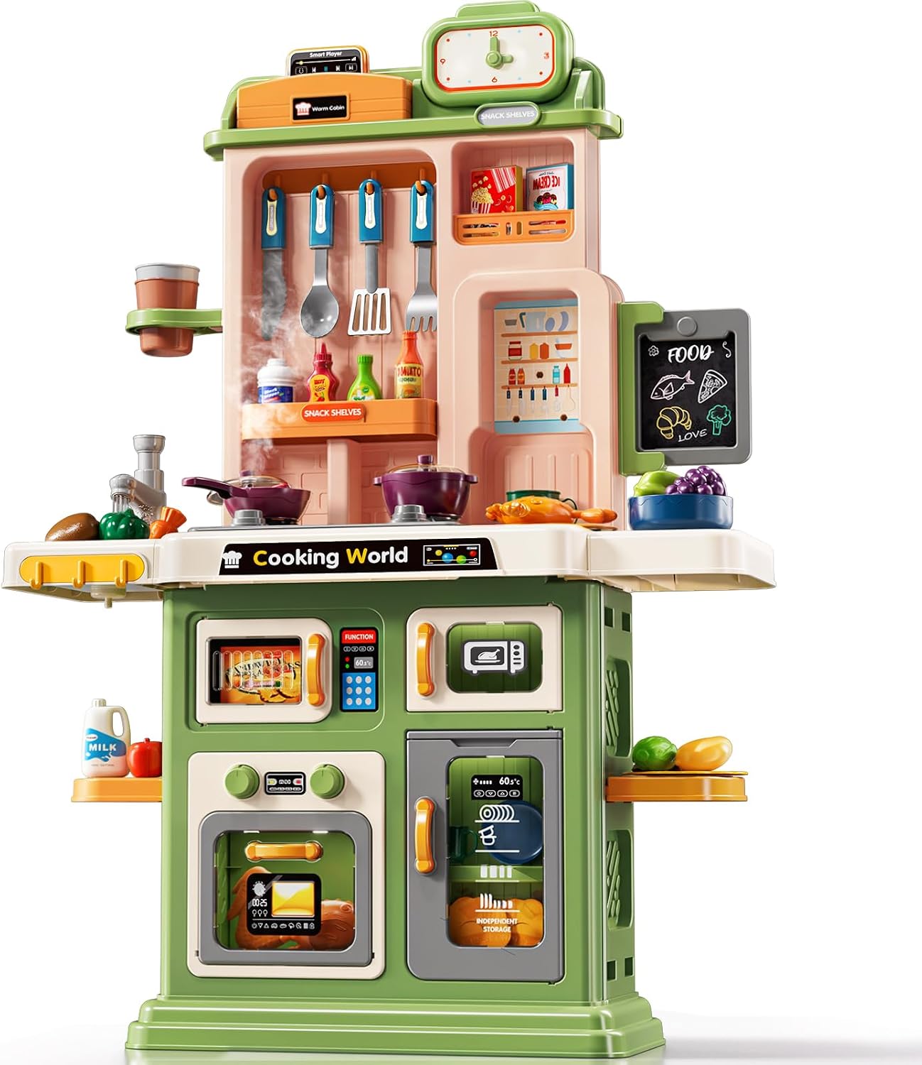 Juego de cocina para niños, 31.5 pulgadas, 73 piezas, cocina de jue...