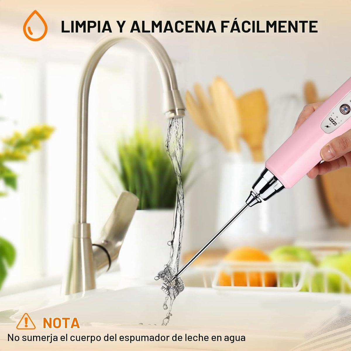YUSWKO - Varita espumadora de leche portátil para café, batidor elé...