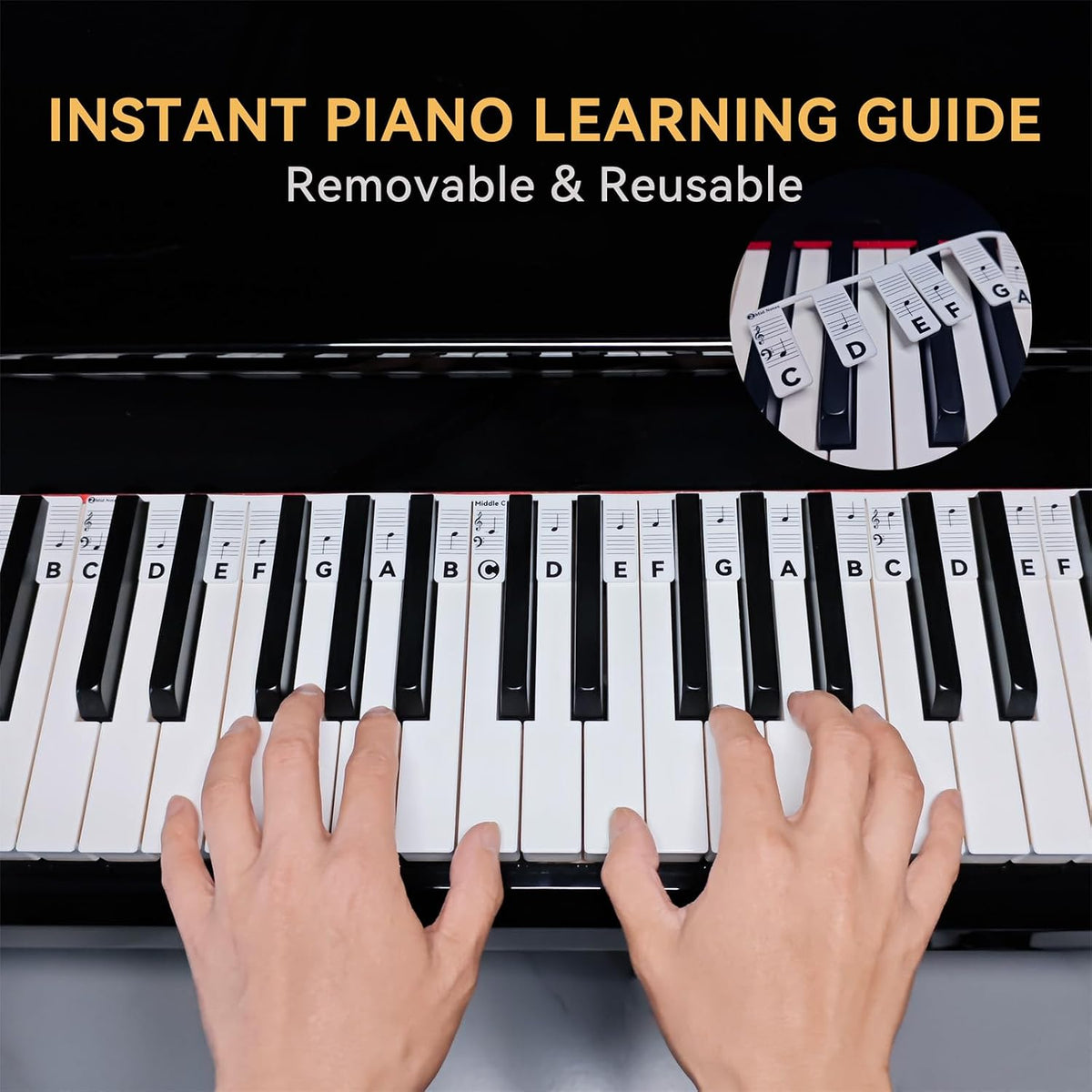 BEATBIT Guía de notas de piano para principiantes, etiquetas extraí...