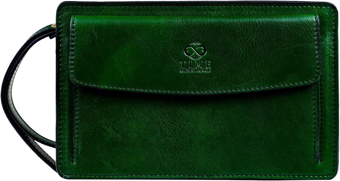 Time Resistance Bolso de mano de cuero para hombre, organizador de...