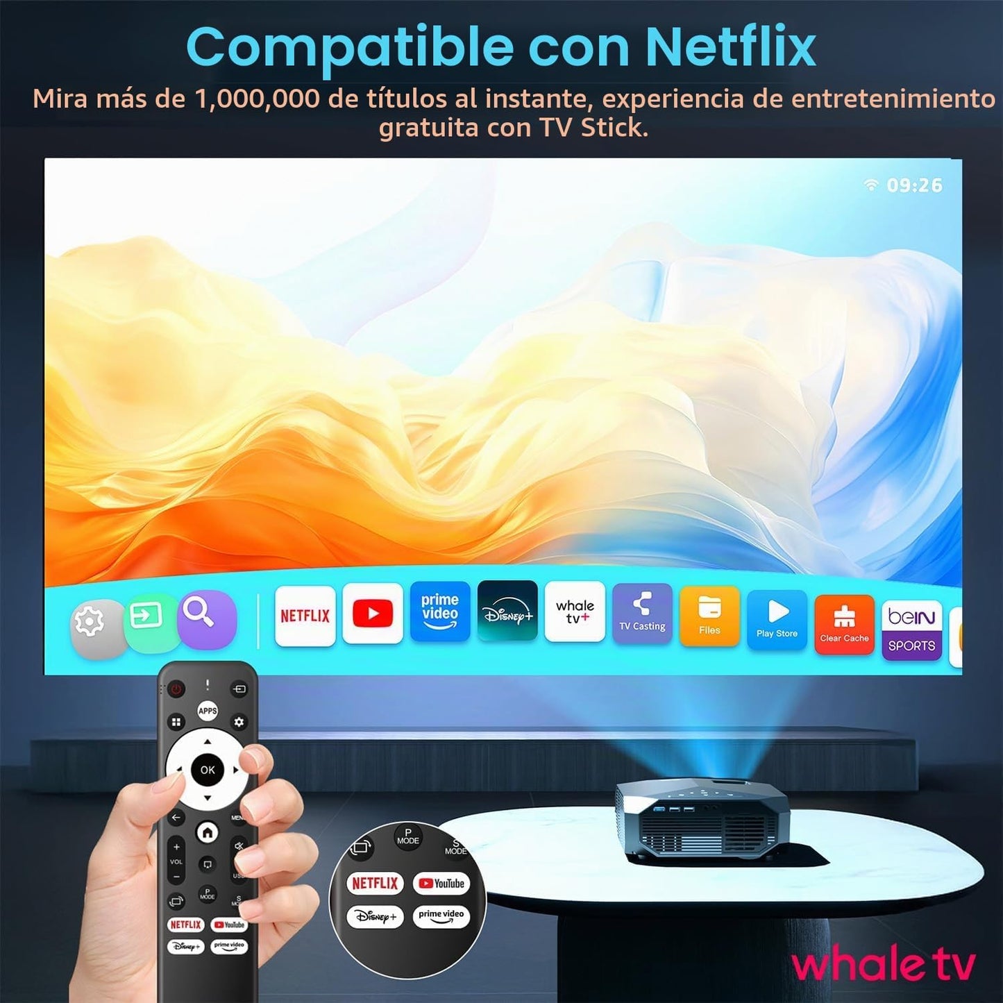 [Compatible con Netflix\/alto brillo] Proyector inteligente con WiF...