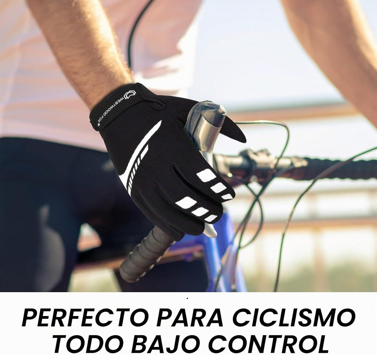 WESTWOOD FOX Guantes de ciclismo para hombres y mujeres, dedo compl...