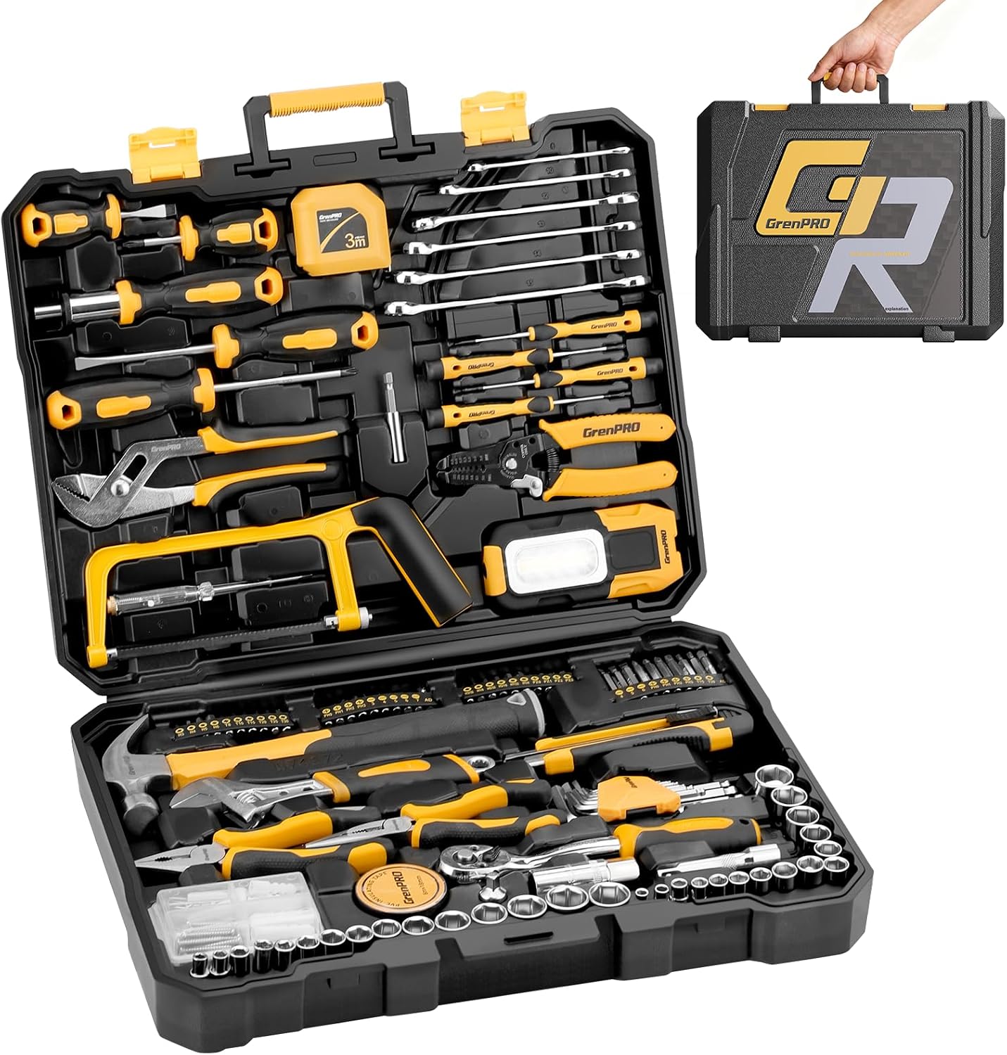 GRENPRO - Kit de herramientas de 218 piezas para el hogar, caja de...