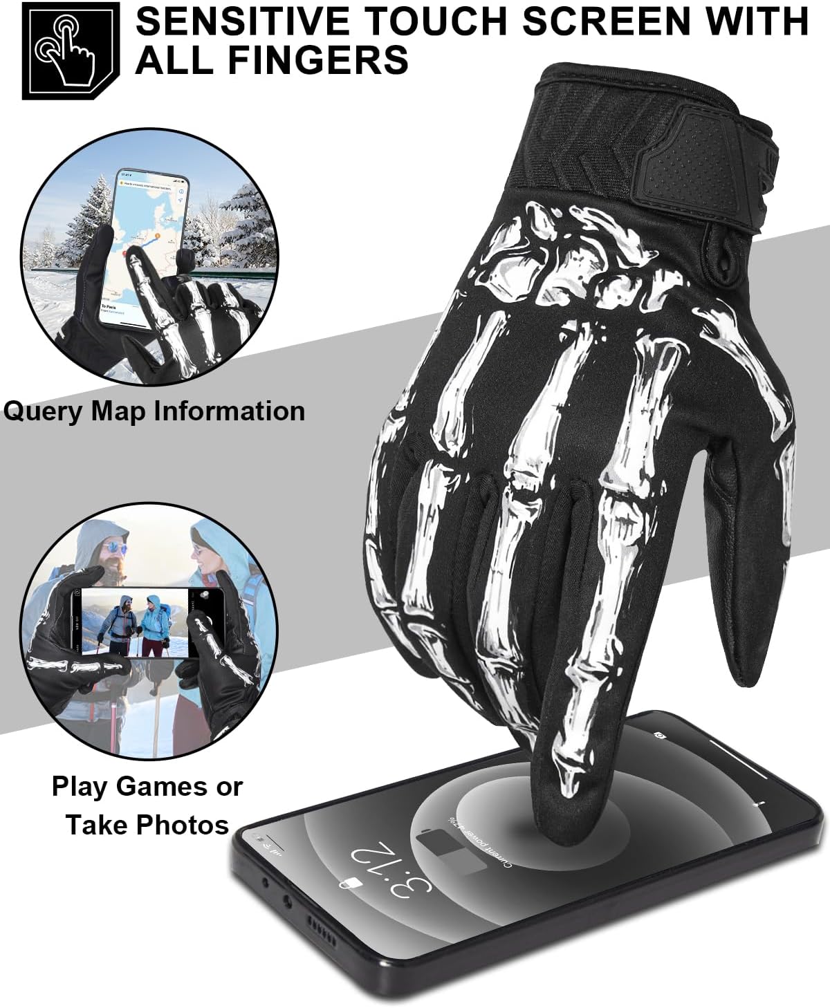 RIGWARL Guantes impermeables para clima frío y frío, guantes de inv...