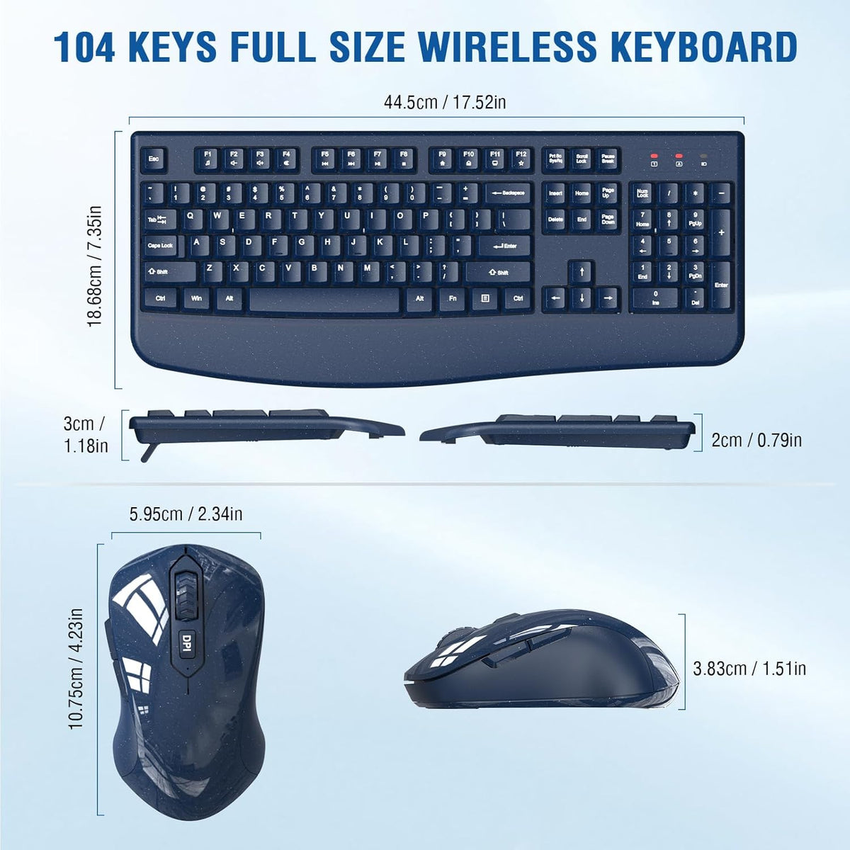 Combo de teclado y mouse inalámbrico, EDJO, teclado de computadora...