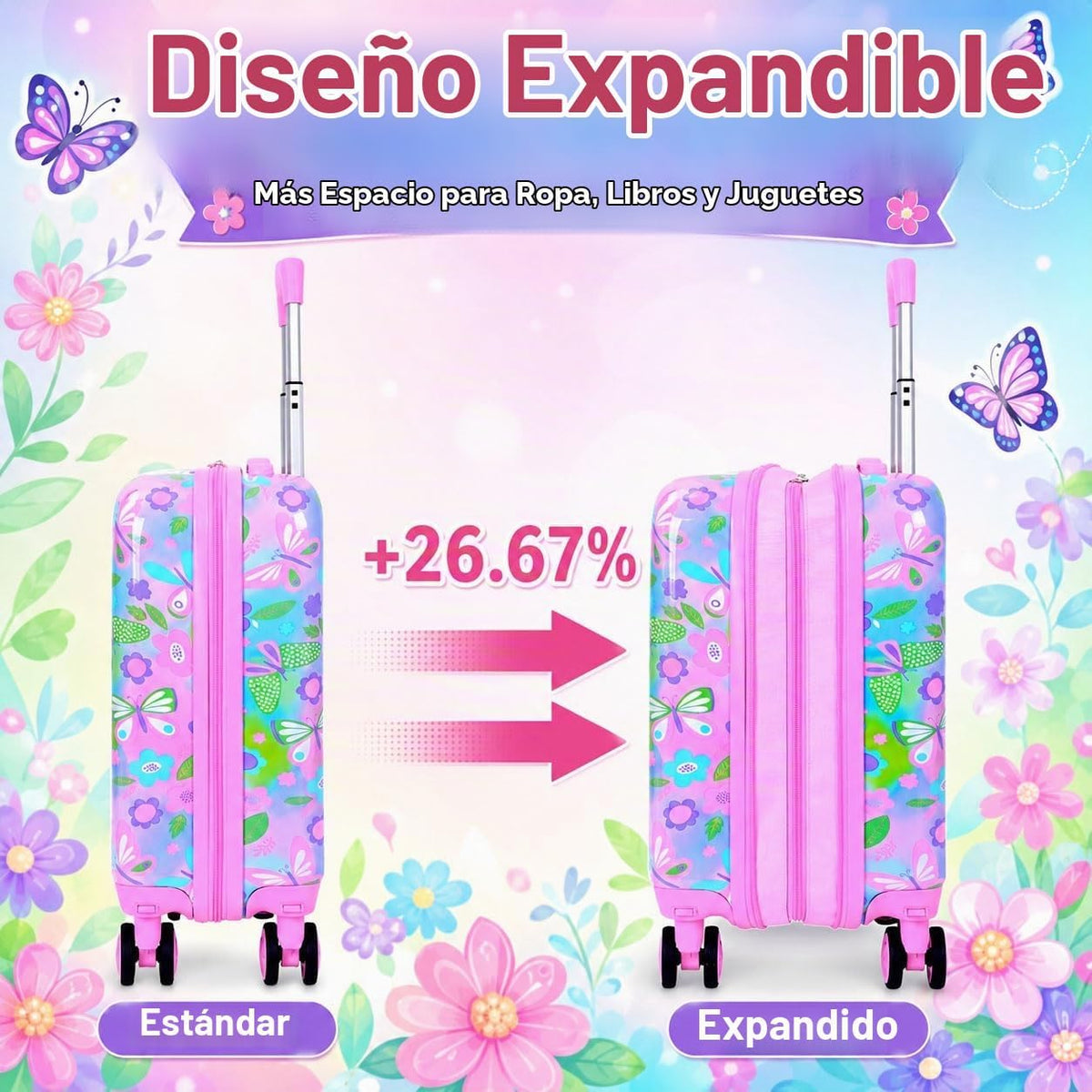 Equipaje para niños, juego de 2 piezas con ruedas giratorias de 360...