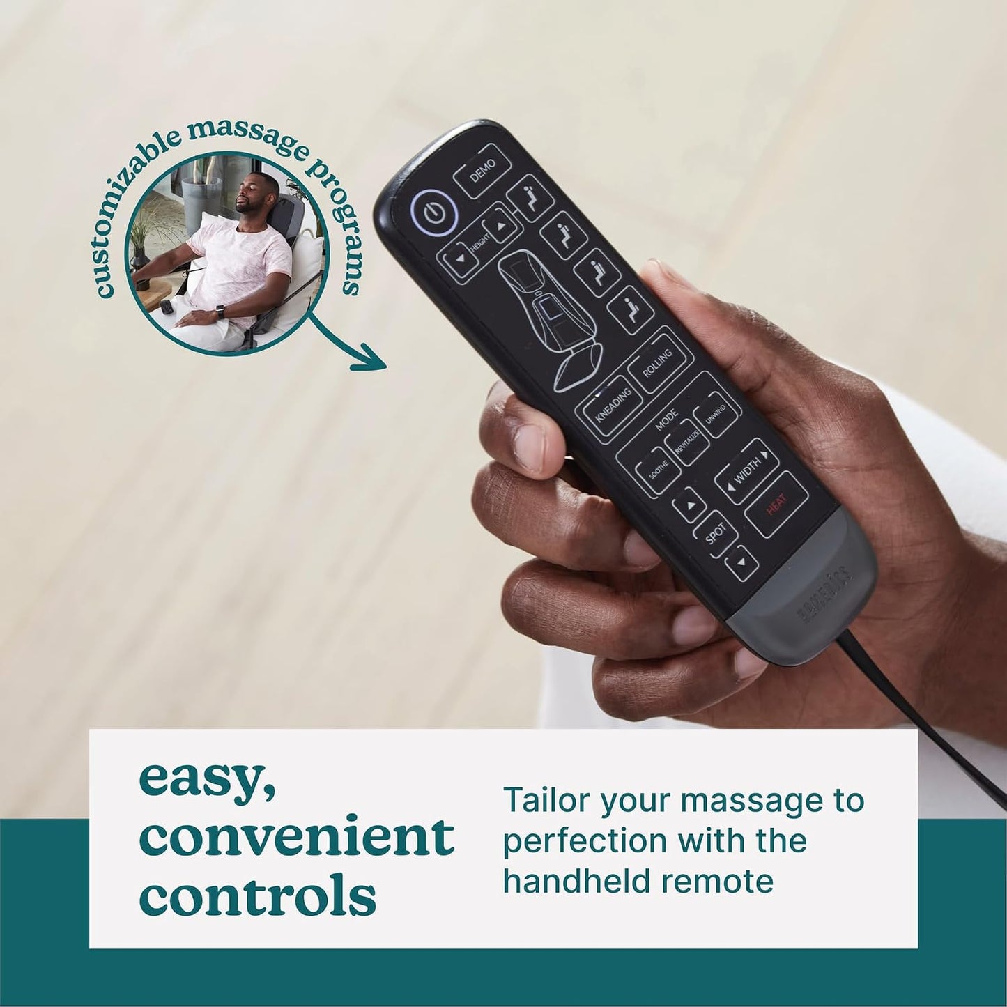 Homedics - Masajeador de espalda con calor, cojín Shiatsu para masa...