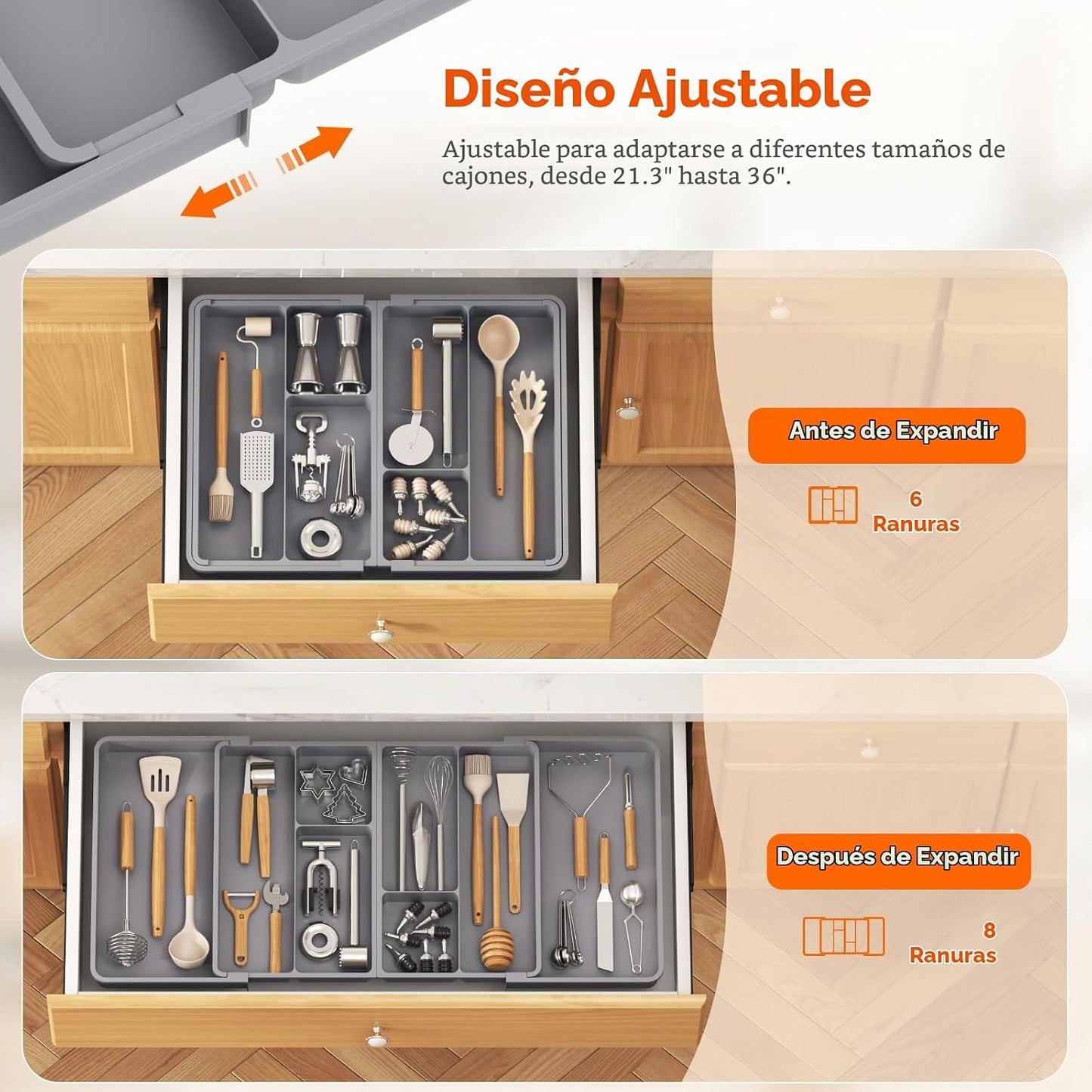 Lifewit Organizador de utensilios expandible para cajón de cocina,...
