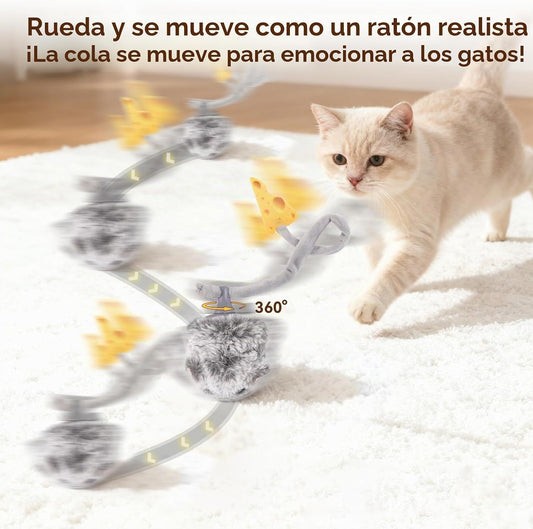 Migipaws MigiMouse - Juguete interactivo para gatos con giro de 360...