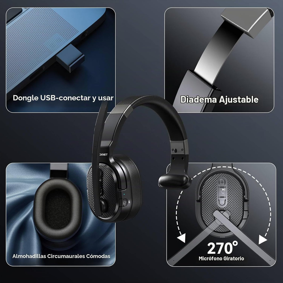 TECKNET Auriculares inalámbricos Bluetooth Trucker, micrófono con |...