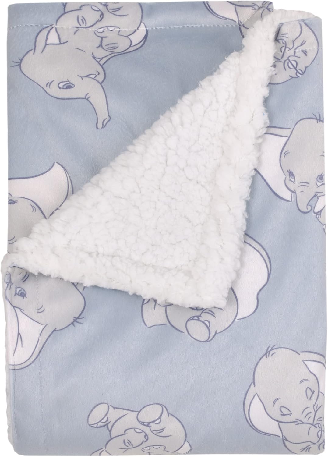 Disney Dumbo Dulce Pequeña Manta de Bebé Azul Claro y Blanca de She...