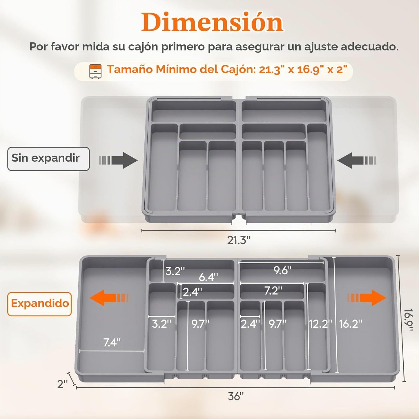 Lifewit Organizador grande de cubiertos para cajón, expandible de 2...