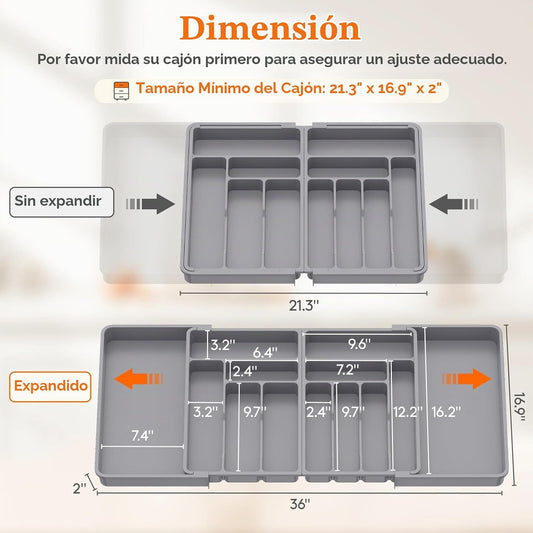 Lifewit Organizador grande de cubiertos para cajón, expandible de 2...