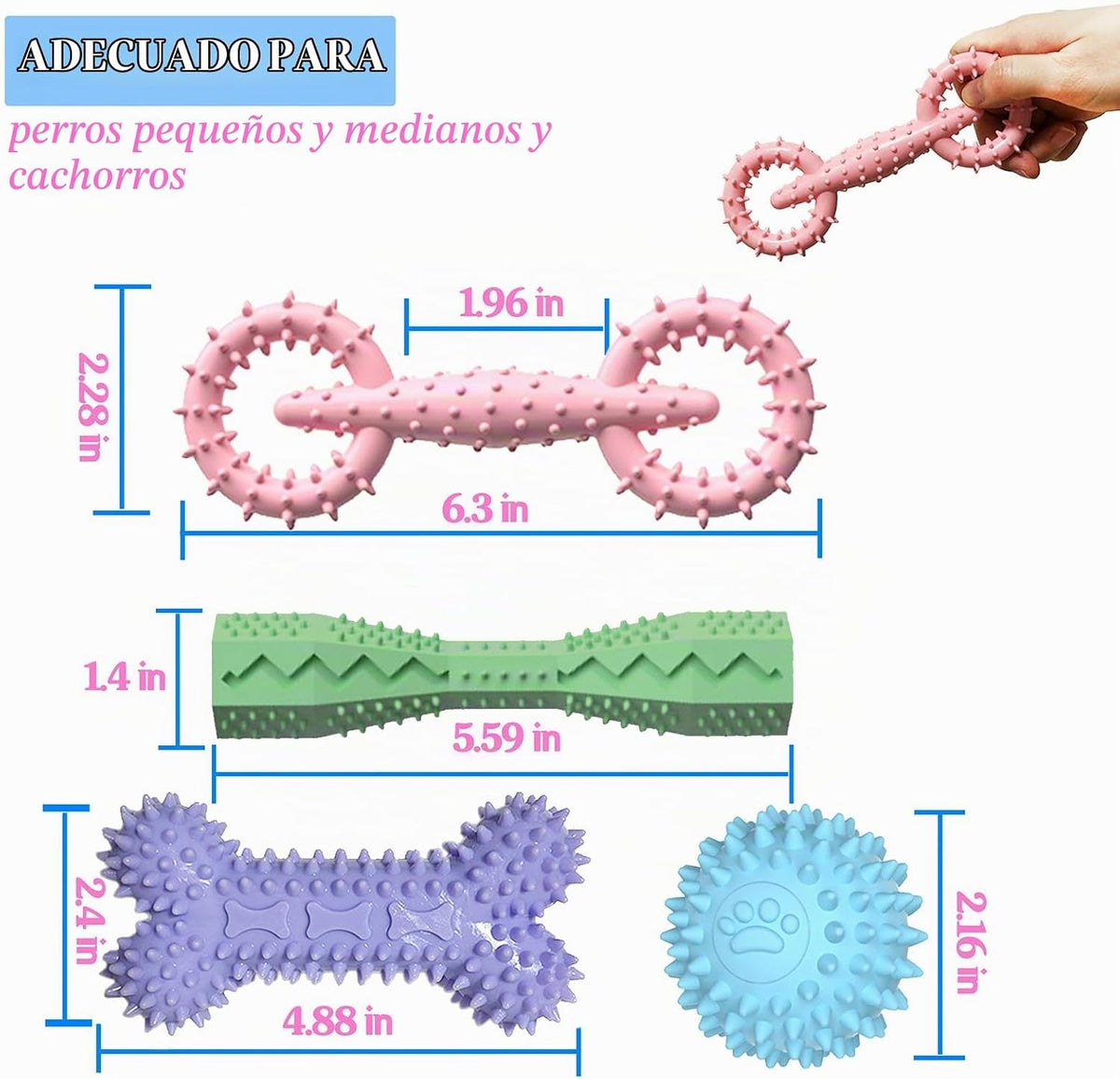 Paquete de 4 juguetes para cachorros de 2 a 8 meses, juguete mastic...