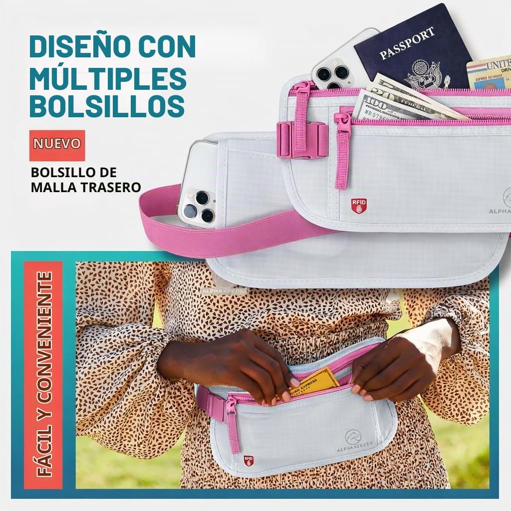 Alpha Keeper Cinturón de dinero para viajes oculto debajo de la rop...