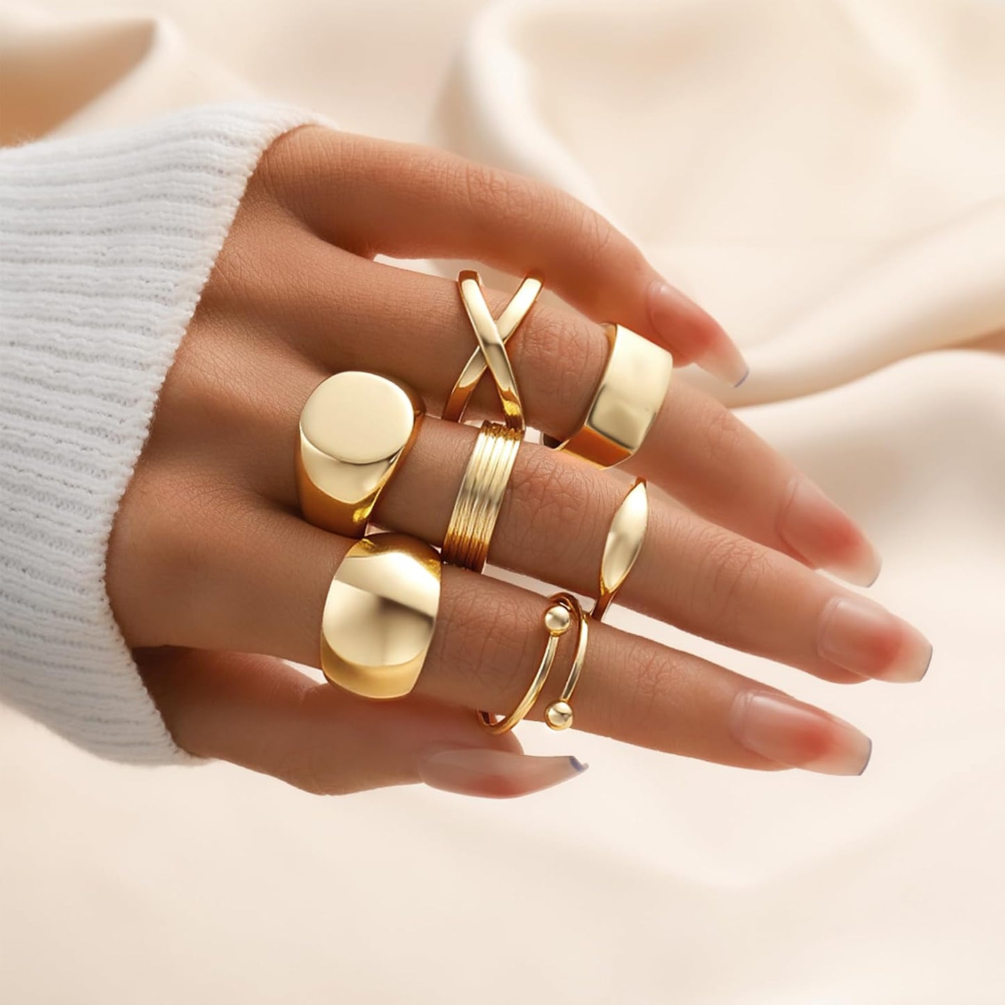 YEEZII Juego de 25 anillos dorados para nudillos para mujer, lindos...