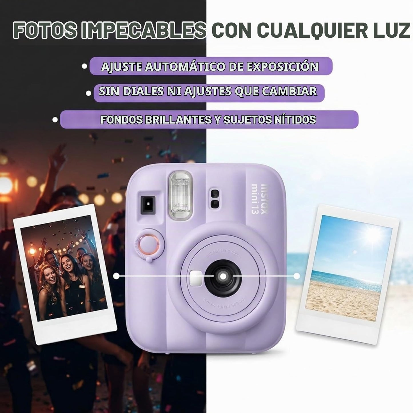 Cámara instantánea Fujifilm Instax Mini 13 Dreamy Purple con pelícu...