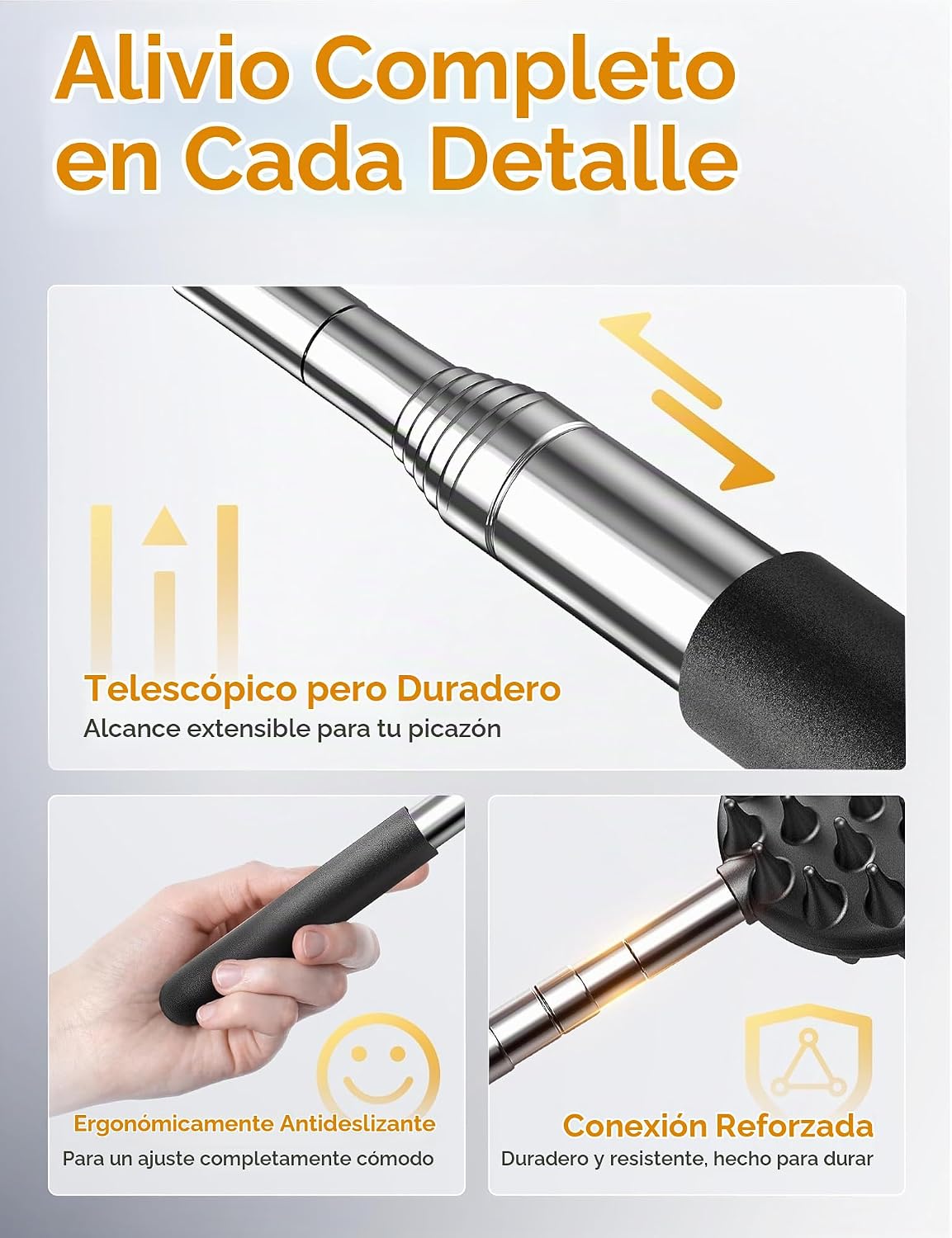 Rascador telescópico de espalda con 5 cabezas desmontables, regalo...