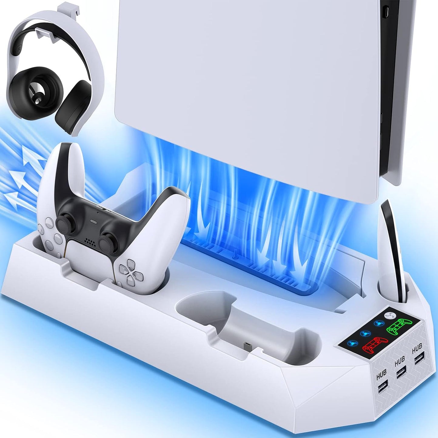 Soporte para PS5\/PS5 Slim\/PS5 Pro y estación de refrigeración con...