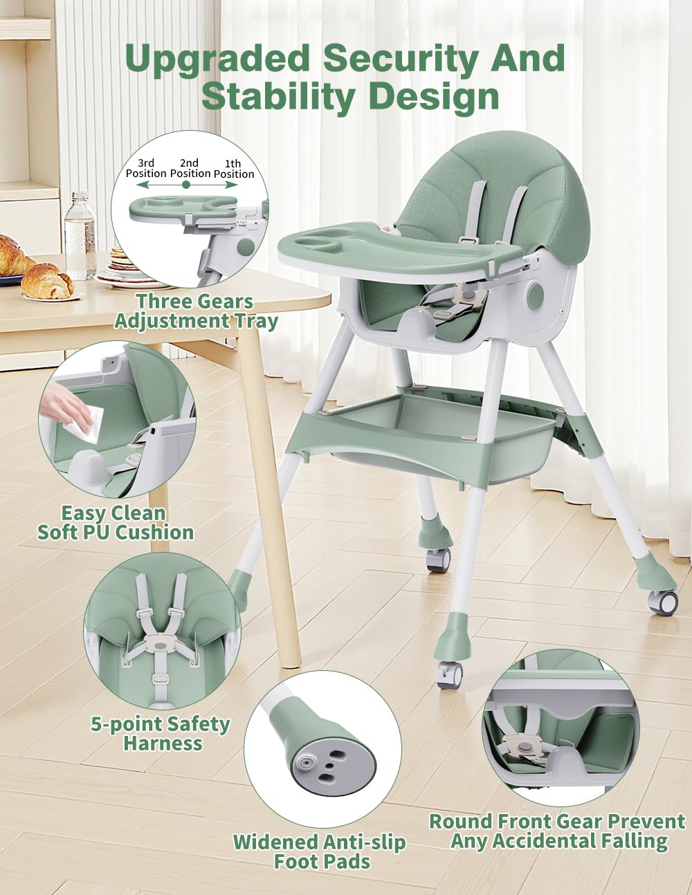 Sillas altas para bebés y niños pequeños, silla alta convertible 4...