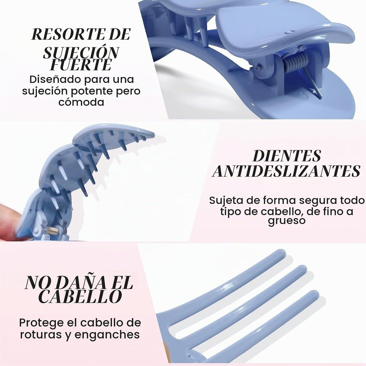 Amlaidu Pinzas de pelo planas medianas para mujer, pinzas francesas...