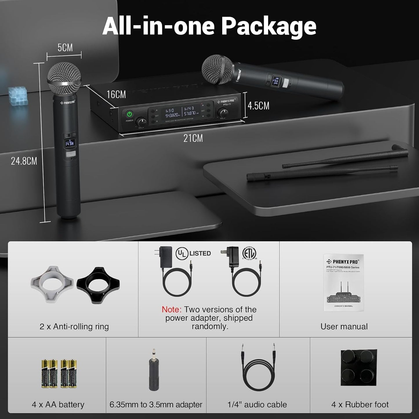 Phenyx Pro Sistema de micrófono inalámbrico, micrófonos inalámbrico...