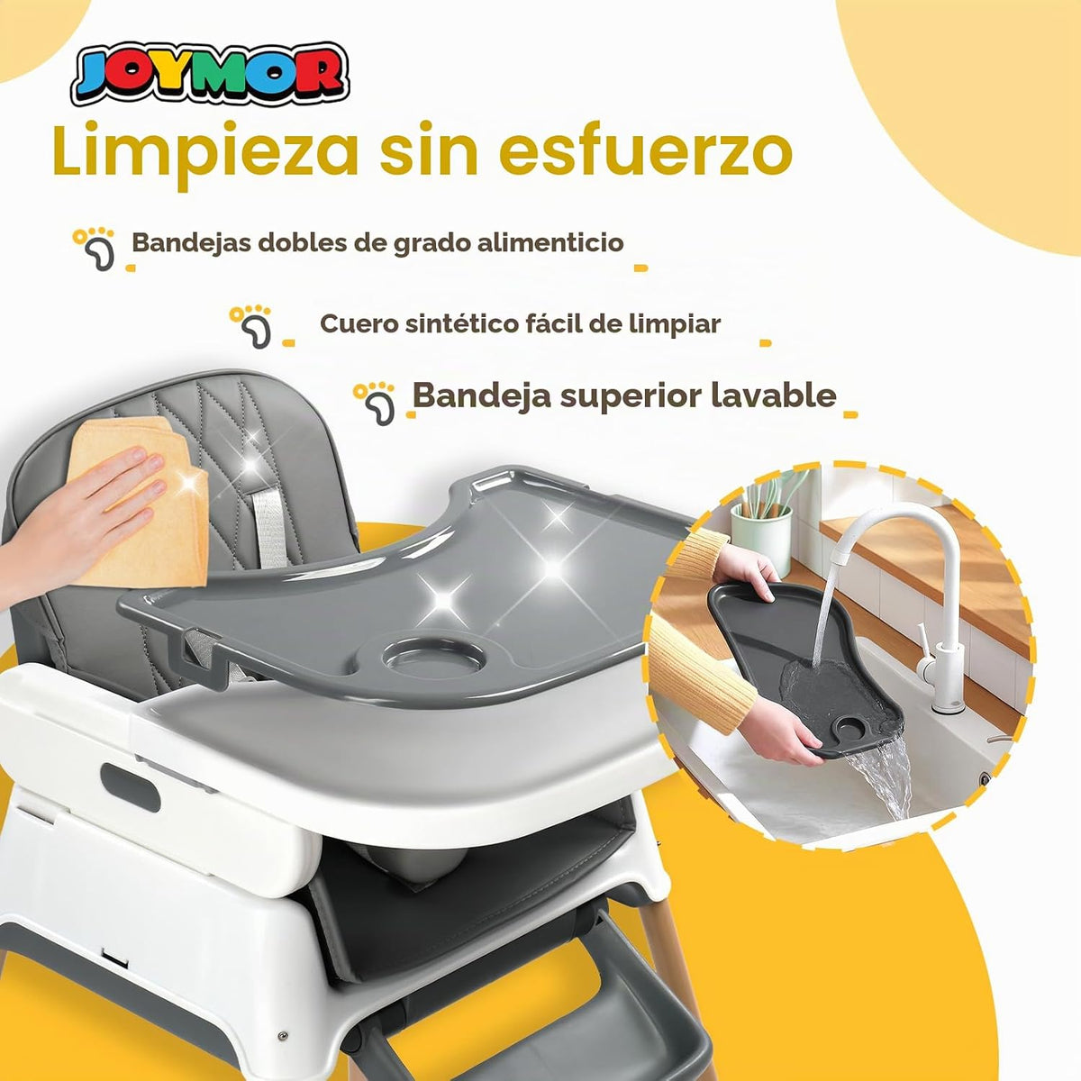 JOYMOR Silla Alta 5 en 1 para Bebés y Niños Pequeños, Silla Alta Po...