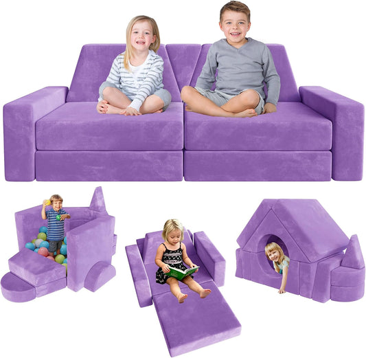 YEFU 15 piezas Sofá modular de juegos para niños, sofá de espuma co...
