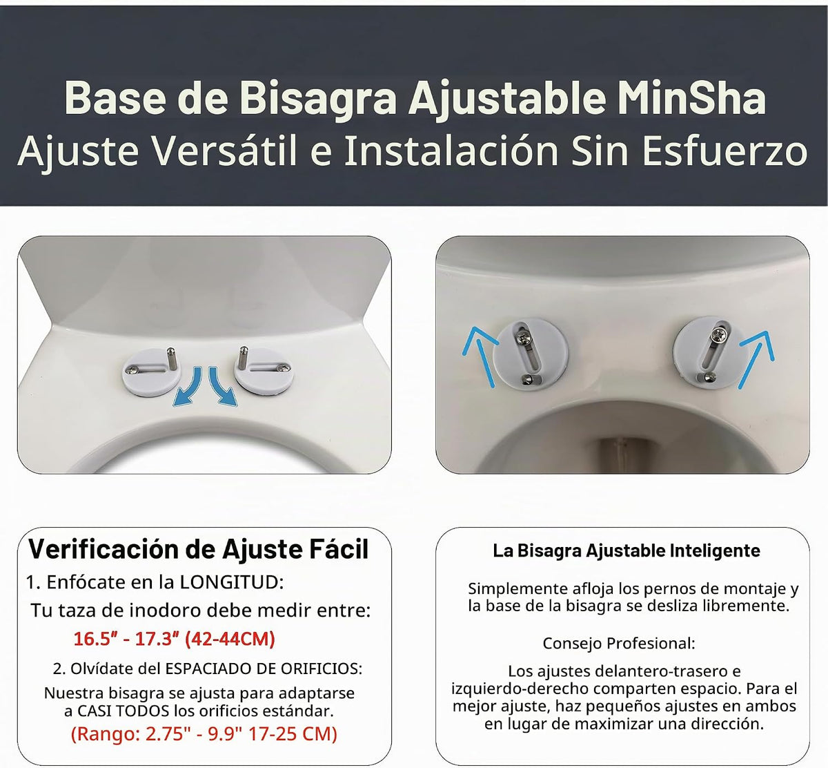MinSha - Asiento de inodoro cuadrado de repuesto de cierre suave PP...
