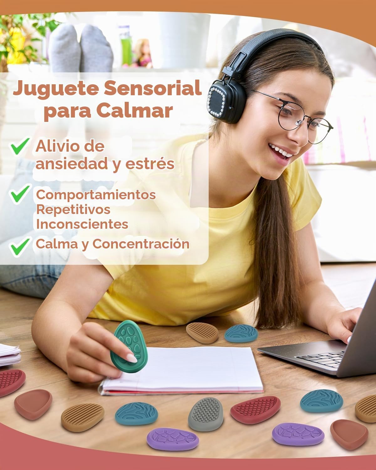 Juguetes Fidget para Adultos Piedra Sensorial: Paquete de 24 Piedra...